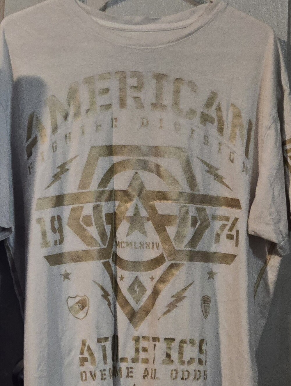 American Fighter White Tee with Gold Graphic